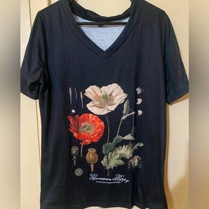 “Common Poppy” v neck tee